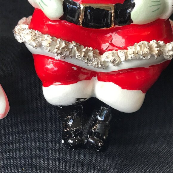 Lefton Spaghetti Trim Santa & Mrs Claus Shelf Sitters - set of 2 - Picture 9 of 16